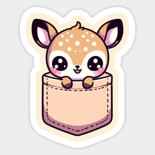 Kawaii Baby Deer in Pocket Cute Peeking Deer Sticker